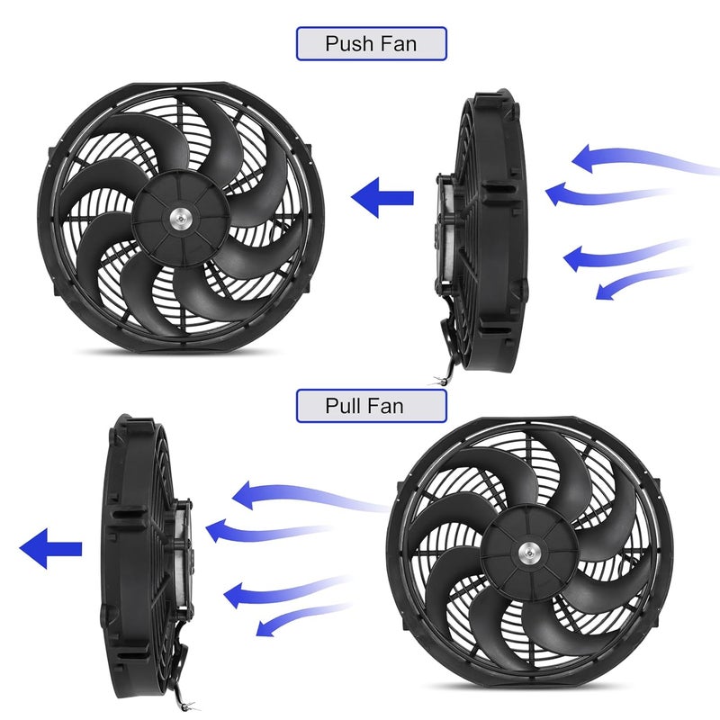 BETTERCLOUD Universal 14 Inch Black Slim Radiator Cooling Fan 12V 90W Push Pull with Mount Kit – Fits Radiators for Vehicles, Cars, Trucks - Image 4